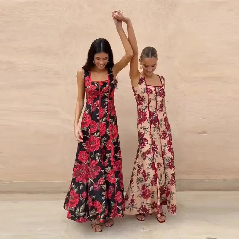 Sexy Printed Flower Long Women&