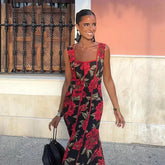 Sexy Printed Flower Long Women&
