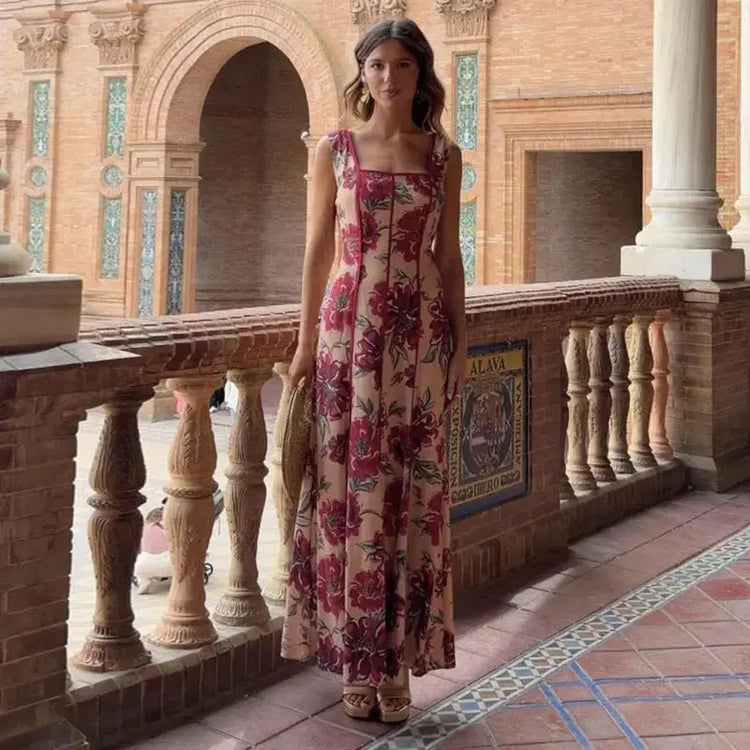 Sexy Printed Flower Long Women&
