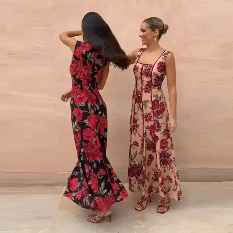 Sexy Printed Flower Long Women&
