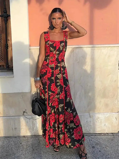 Sexy Printed Flower Long Women&
