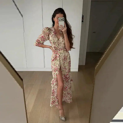 Sexy Printed Flower Long Women&