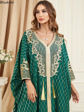 Muslim Dresses Women Elegant Long Robe Middle East Dubai Loose Abaya Bat Sleeve V-neck Tassel Evening Dress Femme Party Vestidos SHOPEZRA L.L.C.