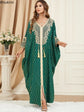 Muslim Dresses Women Elegant Long Robe Middle East Dubai Loose Abaya Bat Sleeve V-neck Tassel Evening Dress Femme Party Vestidos SHOPEZRA L.L.C.