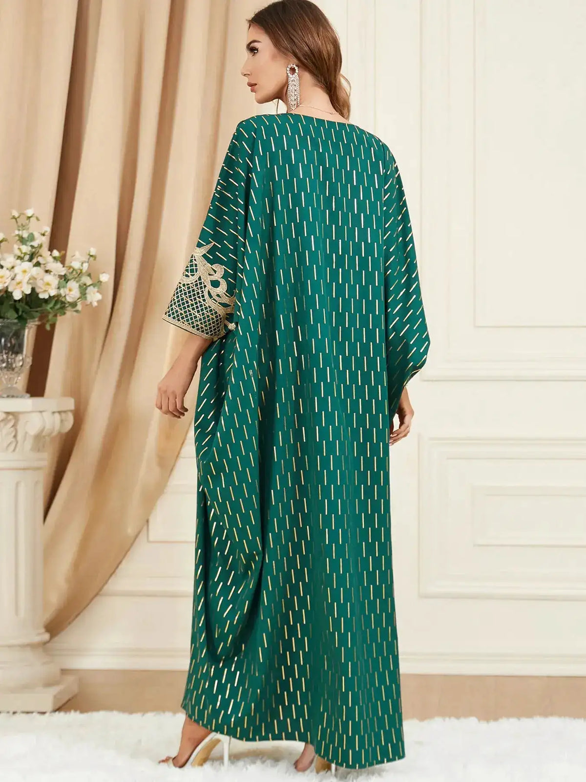Muslim Dresses Women Elegant Long Robe Middle East Dubai Loose Abaya Bat Sleeve V-neck Tassel Evening Dress Femme Party Vestidos by Dropshipman