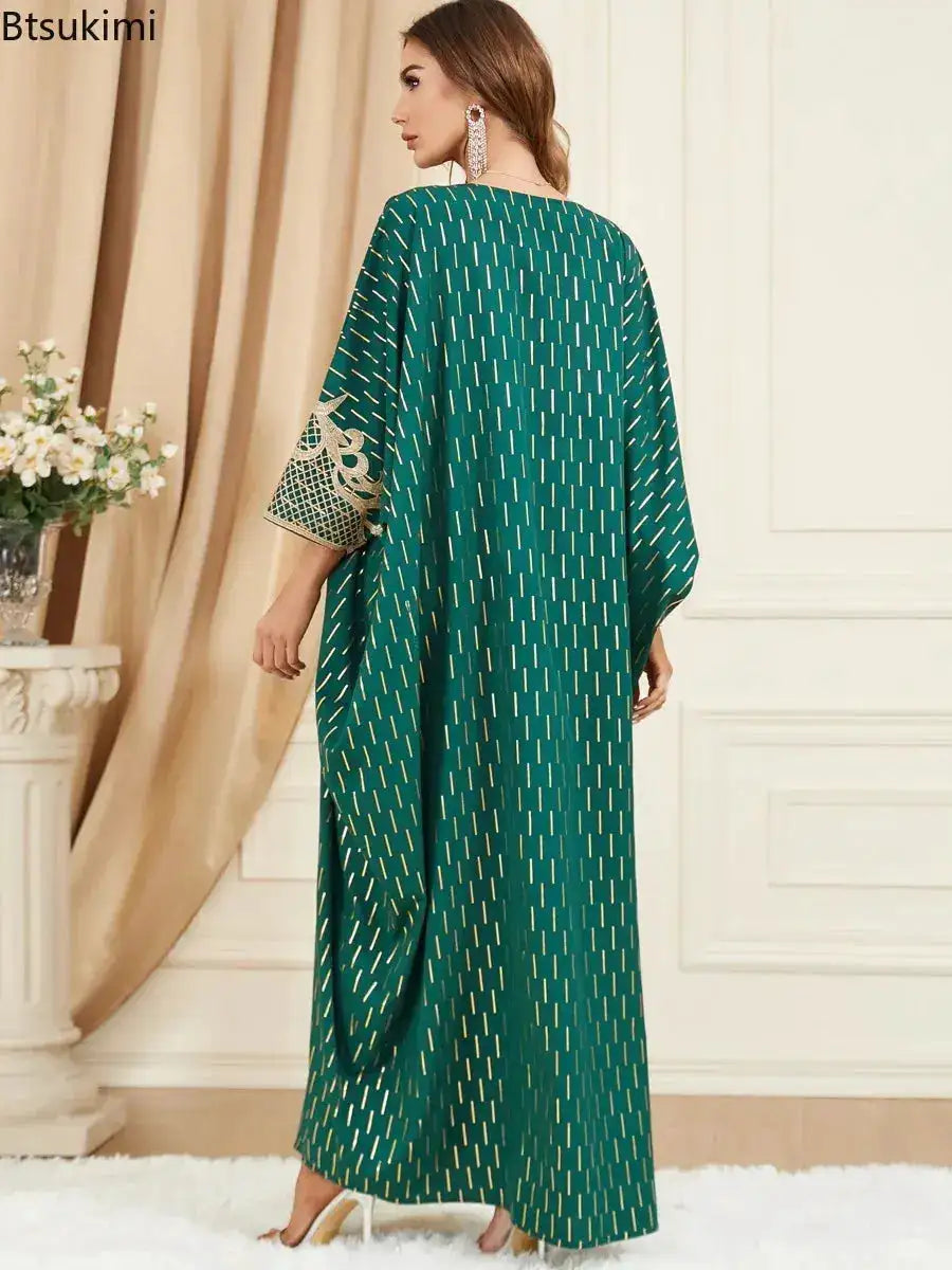 Muslim Dresses Women Elegant Long Robe Middle East Dubai Loose Abaya Bat Sleeve V-neck Tassel Evening Dress Femme Party Vestidos by Dropshipman