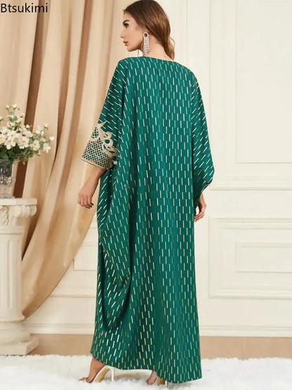 Muslim Dresses Women Elegant Long Robe Middle East Dubai Loose Abaya Bat Sleeve V-neck Tassel Evening Dress Femme Party Vestidos by Dropshipman