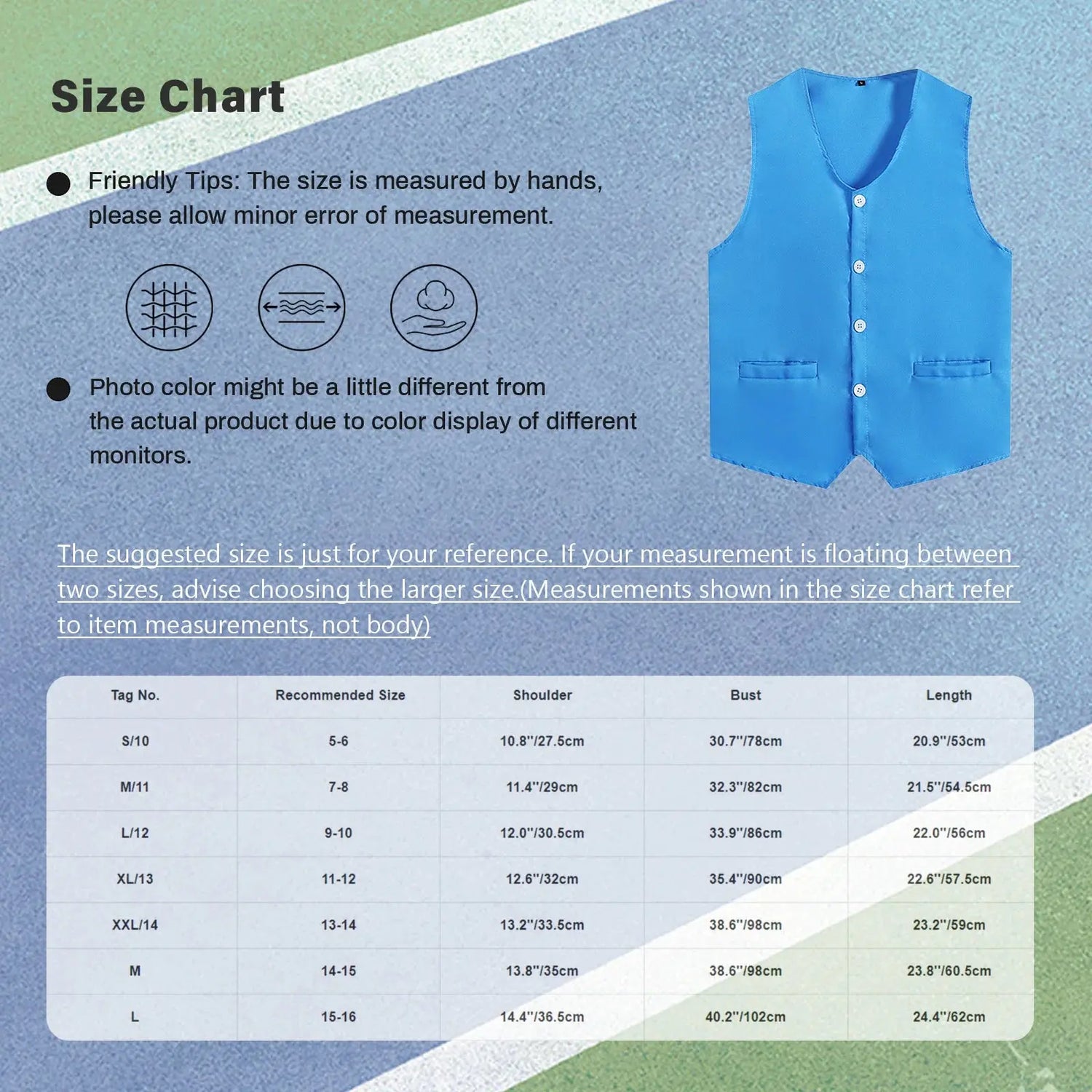 Kids Boys Girls Button Volunteer Vest Solid Color V Neck Sleeveless Waistcoat Volunteers School Camp Activities Uniform SHOPEZRA L.L.C.