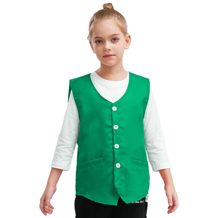 Kids Boys Girls Button Volunteer Vest Solid Color V Neck Sleeveless Waistcoat Volunteers School Camp Activities Uniform SHOPEZRA L.L.C.