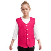 Kids Boys Girls Button Volunteer Vest Solid Color V Neck Sleeveless Waistcoat Volunteers School Camp Activities Uniform SHOPEZRA L.L.C.