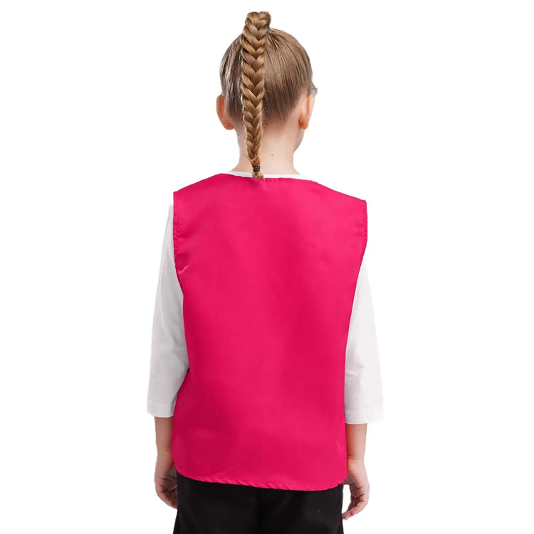Kids Boys Girls Button Volunteer Vest Solid Color V Neck Sleeveless Waistcoat Volunteers School Camp Activities Uniform SHOPEZRA L.L.C.