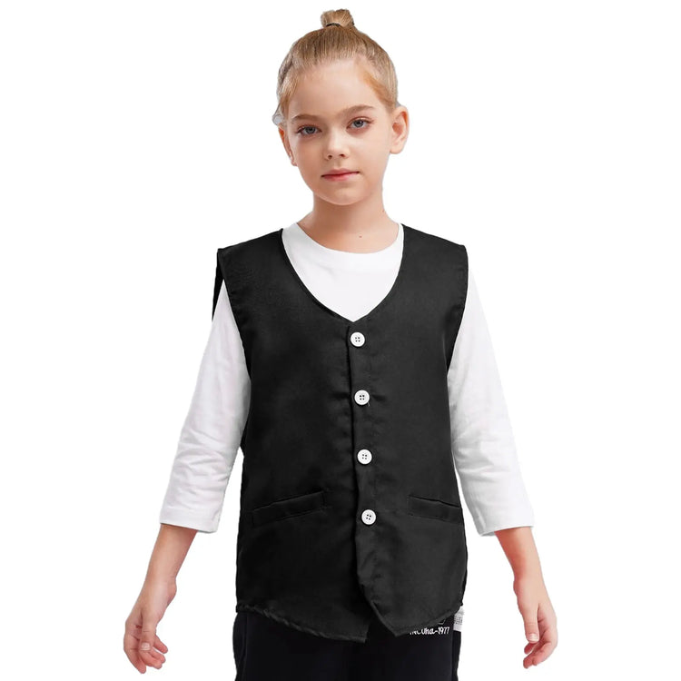 Kids Boys Girls Button Volunteer Vest Solid Color V Neck Sleeveless Waistcoat Volunteers School Camp Activities Uniform SHOPEZRA L.L.C.