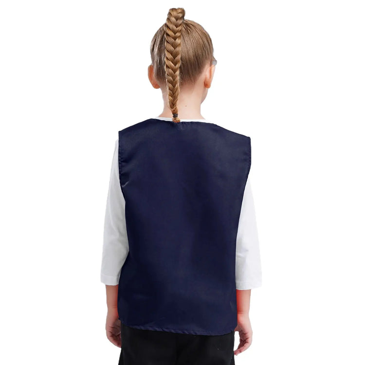 Kids Boys Girls Button Volunteer Vest Solid Color V Neck Sleeveless Waistcoat Volunteers School Camp Activities Uniform SHOPEZRA L.L.C.