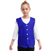 Kids Boys Girls Button Volunteer Vest Solid Color V Neck Sleeveless Waistcoat Volunteers School Camp Activities Uniform SHOPEZRA L.L.C.