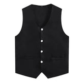 Kids Boys Girls Button Volunteer Vest Solid Color V Neck Sleeveless Waistcoat Volunteers School Camp Activities Uniform SHOPEZRA L.L.C.