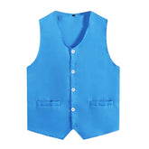 Kids Boys Girls Button Volunteer Vest Solid Color V Neck Sleeveless Waistcoat Volunteers School Camp Activities Uniform SHOPEZRA L.L.C.