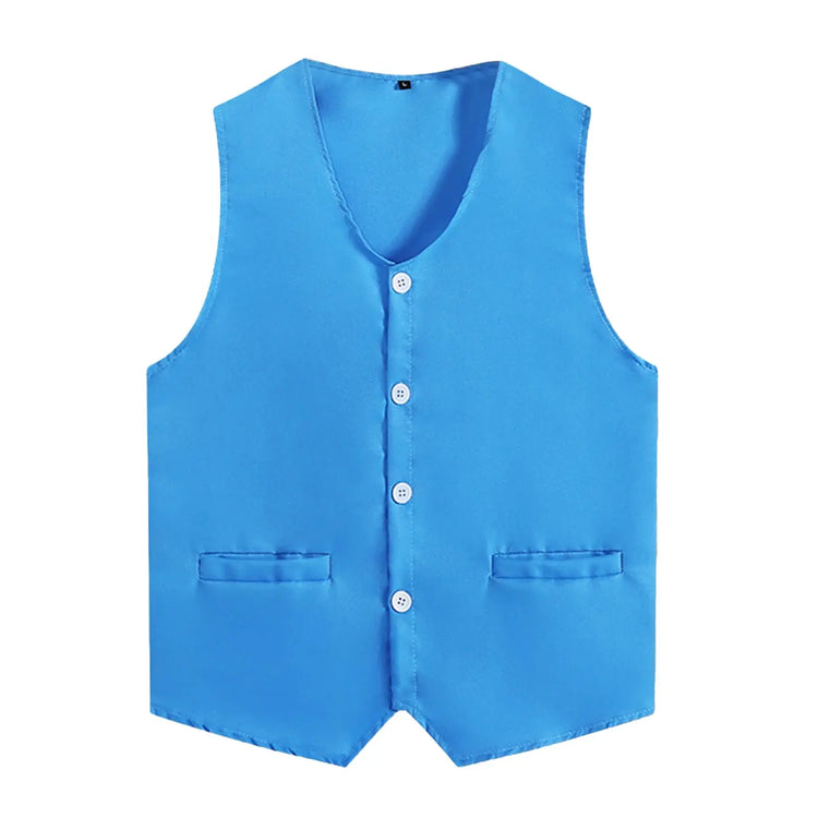 Kids Boys Girls Button Volunteer Vest Solid Color V Neck Sleeveless Waistcoat Volunteers School Camp Activities Uniform SHOPEZRA L.L.C.