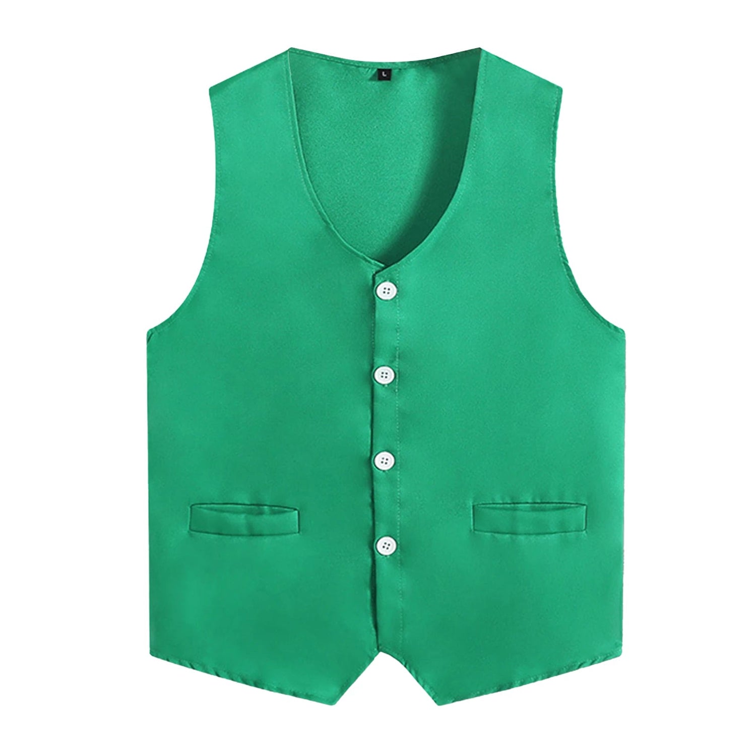 Kids Boys Girls Button Volunteer Vest Solid Color V Neck Sleeveless Waistcoat Volunteers School Camp Activities Uniform SHOPEZRA L.L.C.