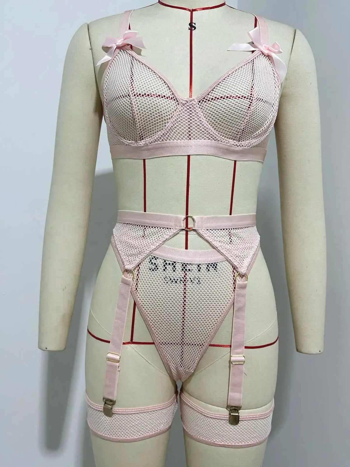 Foreign Trade Cross-Border European and American Popular Sexy Underwear Mesh Sexy Temptation Bow Strap Underwear Set Wholesale by Dropshipman