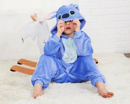 Kigurumi Stitch Cartoon Onesies Kids Children Animal Pajamas Jumpsuits Girls Boys Anime Cosplay Costumes For Christmas Halloween by Dropshipman