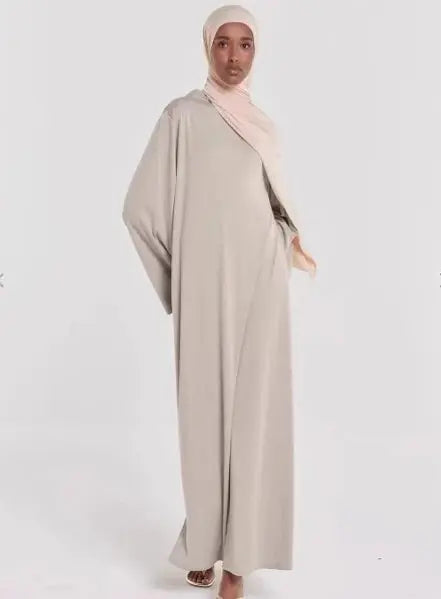 Brown women's Eid modest dress, prayer abaya, Dubai kaftan, long robe, Saudi Arabic style, Ramadan jalabiya, Moroccan caftan