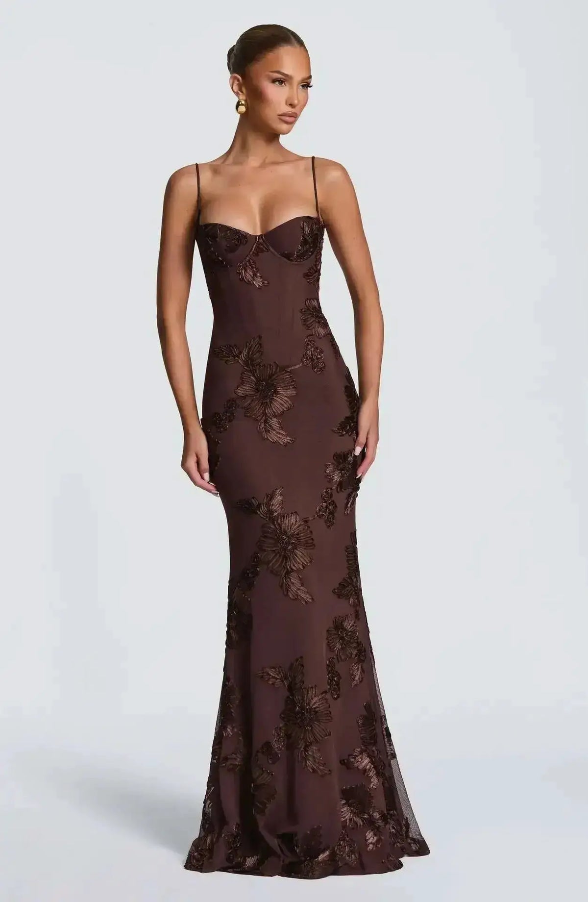 Elegant Women 3d Embroidery Floral Long Dress Women Backless Cross Tied Spaghetti Strap Robe Slim Floor Length Evening Dresses by Dropshipman