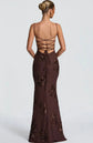 Elegant Women 3d Embroidery Floral Long Dress Women Backless Cross Tied Spaghetti Strap Robe Slim Floor Length Evening Dresses SHOPEZRA L.L.C.