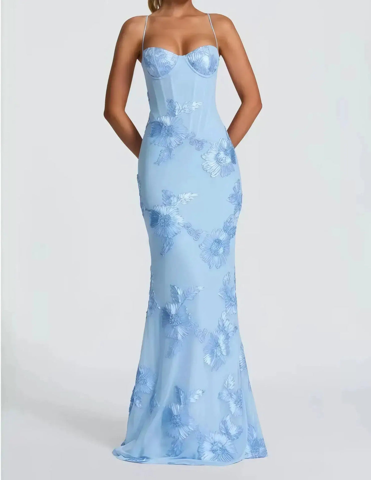Elegant Women 3d Embroidery Floral Long Dress Women Backless Cross Tied Spaghetti Strap Robe Slim Floor Length Evening Dresses by Dropshipman