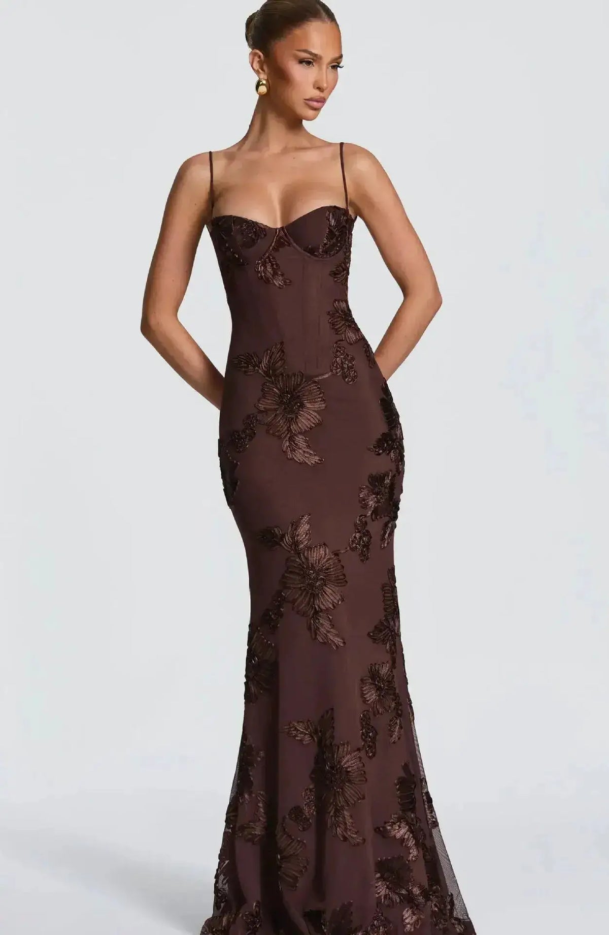 Elegant Women 3d Embroidery Floral Long Dress Women Backless Cross Tied Spaghetti Strap Robe Slim Floor Length Evening Dresses by Dropshipman