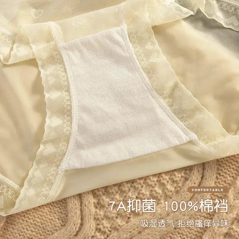 Ladies pure wind lace underwear women summer cotton cotton 7A antibacterial crotch girls waist plus size high split wholesale by Dropshipman
