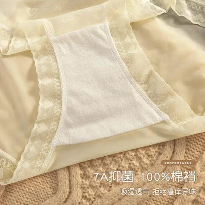 Ladies pure wind lace underwear women summer cotton cotton 7A antibacterial crotch girls waist plus size high split wholesale by Dropshipman