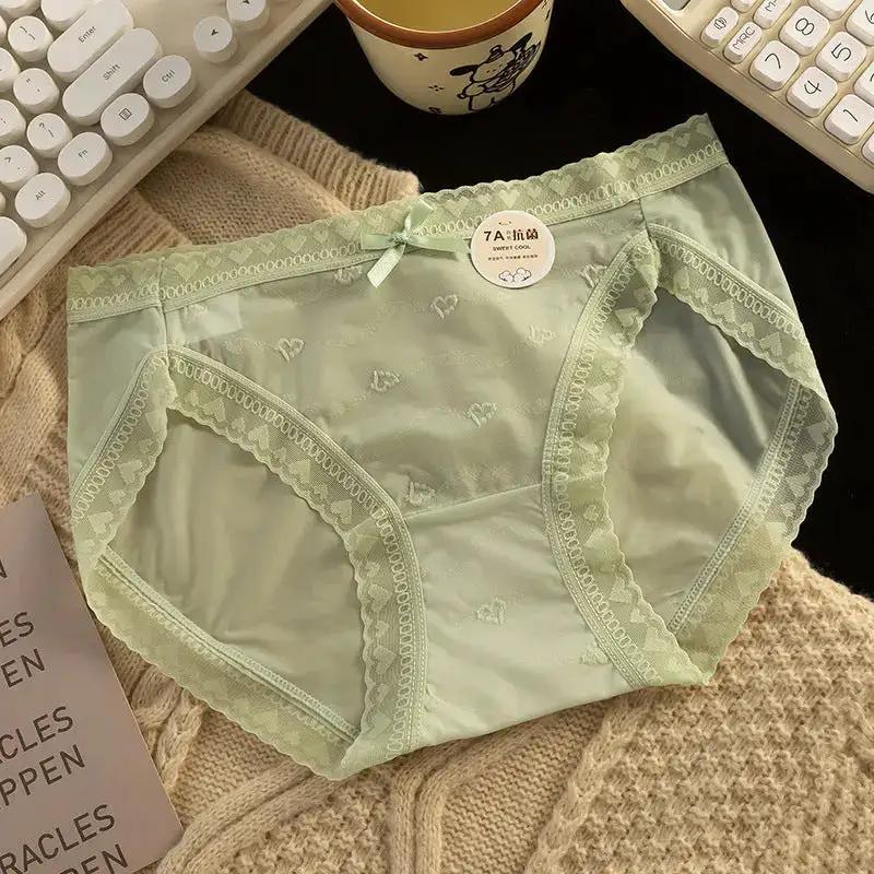 Ladies pure wind lace underwear women summer cotton cotton 7A antibacterial crotch girls waist plus size high split wholesale by Dropshipman
