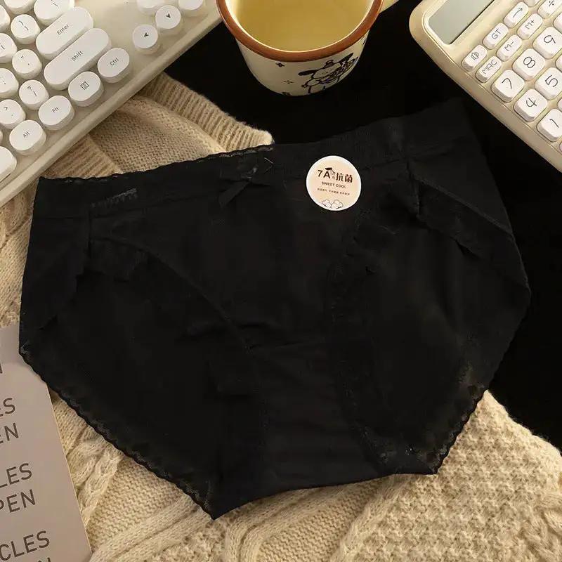 Ladies pure wind lace underwear women summer cotton cotton 7A antibacterial crotch girls waist plus size high split wholesale by Dropshipman