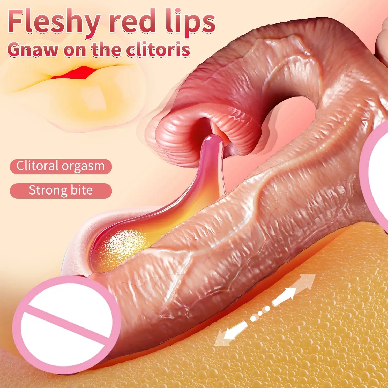Realistic brown thrusting dildo for women with licking vibrator, G-spot and clit stimulation, remote control adult sex toy, anal masturbator