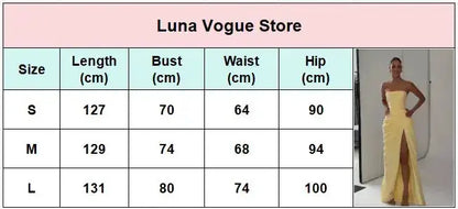 Elegant Solid Strapless Pleated Dress Women Chic Sleeveless Waist Cinching Split Maxi Vestidos 2026 Lady Evening Party Dresses by Dropshipman