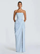 Elegant Solid Strapless Pleated Dress Women Chic Sleeveless Waist Cinching Split Maxi Vestidos 2026 Lady Evening Party Dresses SHOPEZRA L.L.C.