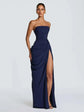Elegant Solid Strapless Pleated Dress Women Chic Sleeveless Waist Cinching Split Maxi Vestidos 2026 Lady Evening Party Dresses SHOPEZRA L.L.C.