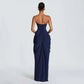 Elegant Solid Strapless Pleated Dress Women Chic Sleeveless Waist Cinching Split Maxi Vestidos 2026 Lady Evening Party Dresses SHOPEZRA L.L.C.