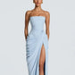 Elegant Solid Strapless Pleated Dress Women Chic Sleeveless Waist Cinching Split Maxi Vestidos 2026 Lady Evening Party Dresses SHOPEZRA L.L.C.