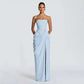Elegant Solid Strapless Pleated Dress Women Chic Sleeveless Waist Cinching Split Maxi Vestidos 2026 Lady Evening Party Dresses SHOPEZRA L.L.C.