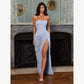 Elegant Solid Strapless Pleated Dress Women Chic Sleeveless Waist Cinching Split Maxi Vestidos 2026 Lady Evening Party Dresses SHOPEZRA L.L.C.