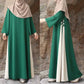 Muslim Women Modest Long Dress Patchwork Drawstring Arab Robe Vestidos Jalabiya Dubai Saudi Abayas Morocco Eid Ramadan Dresses SHOPEZRA L.L.C.