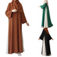 Muslim Women Modest Long Dress Patchwork Drawstring Arab Robe Vestidos Jalabiya Dubai Saudi Abayas Morocco Eid Ramadan Dresses SHOPEZRA L.L.C.