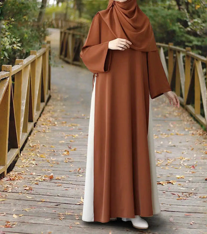 Muslim Women Modest Long Dress Patchwork Drawstring Arab Robe Vestidos Jalabiya Dubai Saudi Abayas Morocco Eid Ramadan Dresses by Dropshipman