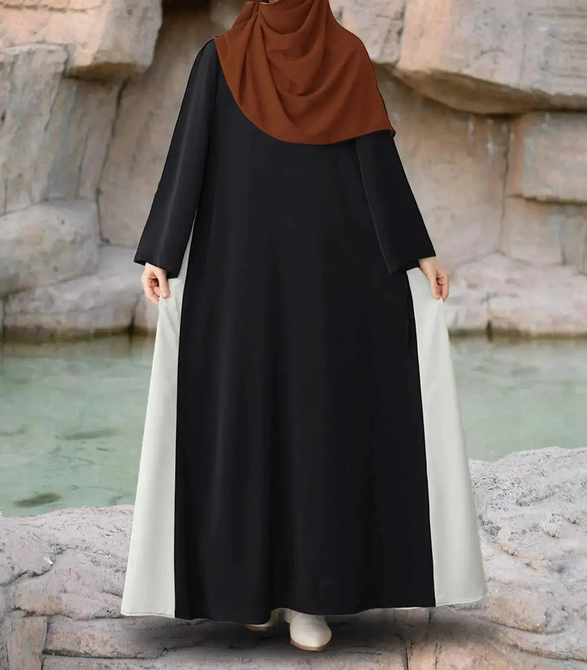 Muslim Women Modest Long Dress Patchwork Drawstring Arab Robe Vestidos Jalabiya Dubai Saudi Abayas Morocco Eid Ramadan Dresses by Dropshipman