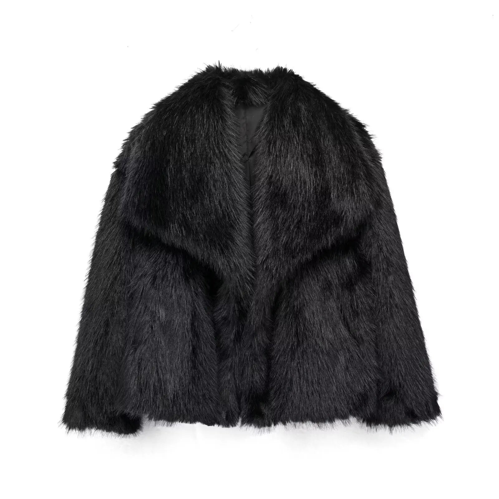 Brown plush coat for women by SHOPEZRA L.L.C., showcasing a cozy, oversized winter coat with a soft textured fabric.