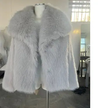 Brown plush coat for women by SHOPEZRA L.L.C., cozy and warm, XXL size, shown on a hanger.