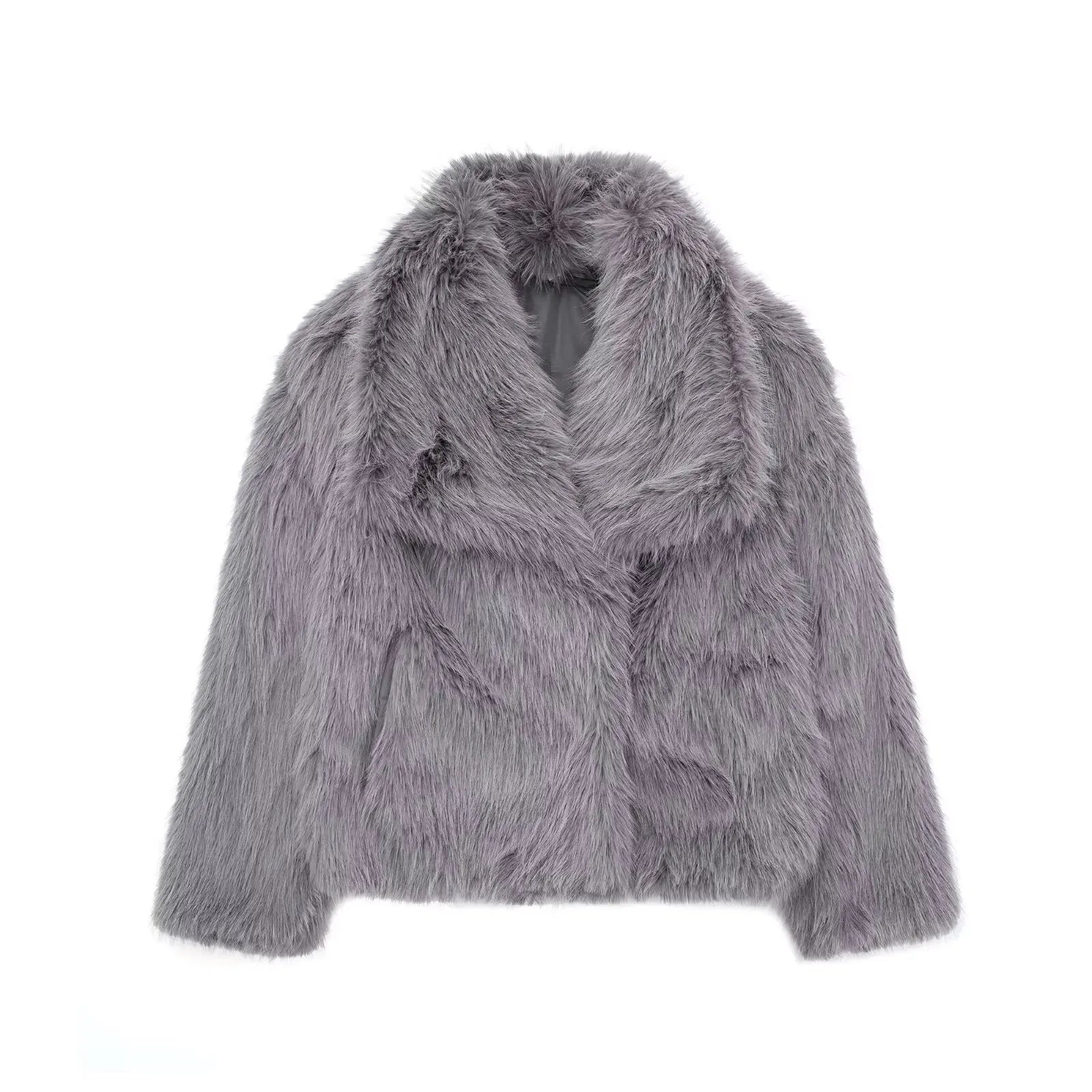 Brown plush coat for women by SHOPEZRA L.L.C., featuring a cozy, soft fabric and a stylish, oversized fit.