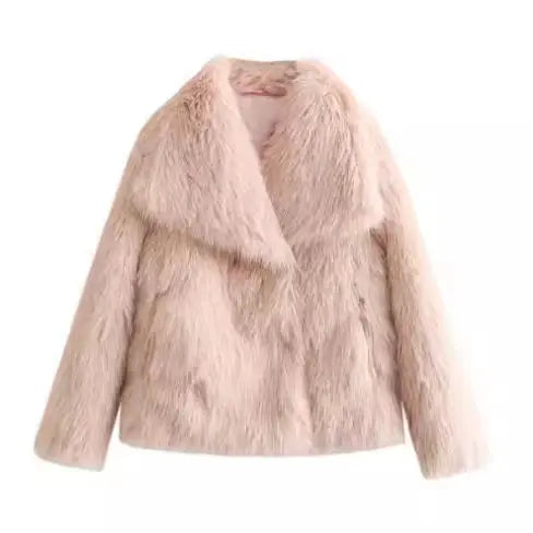 Brown plush coat for women by SHOPEZRA L.L.C., featuring a cozy, soft texture and oversized fit in XXL size.