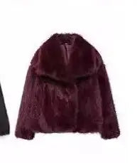 Brown plush coat for women by SHOPEZRA L.L.C., featuring a cozy, oversized design with a soft, plush fabric.